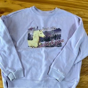 Horse girl lavender sweatshirt.